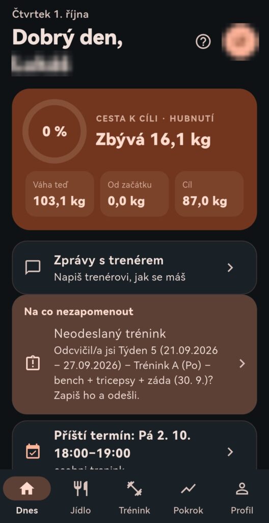 Aplikace SPAL v mobilu – obrazovka Dnes