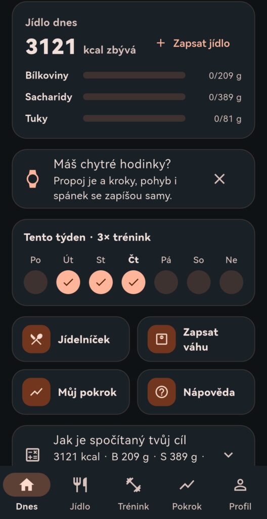 Aplikace SPAL – jídlo a týden
