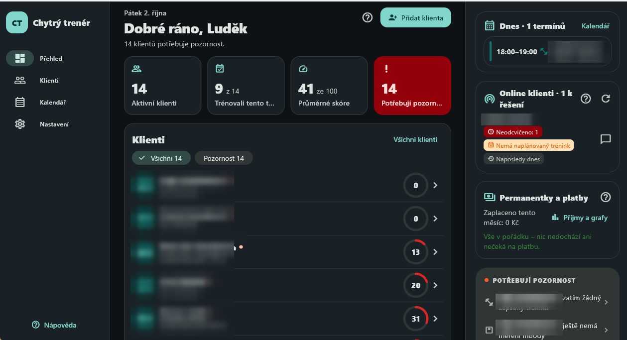 Aplikace SPAL – přehled trenéra
